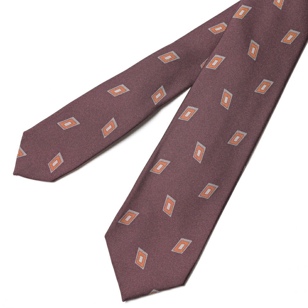 BARBA シルク100% 小紋柄ネクタイ (セッテピエゲ) ワインレッド 148cm×7.5cm | GUARDAROBA MILANO OFFICIAL STORE