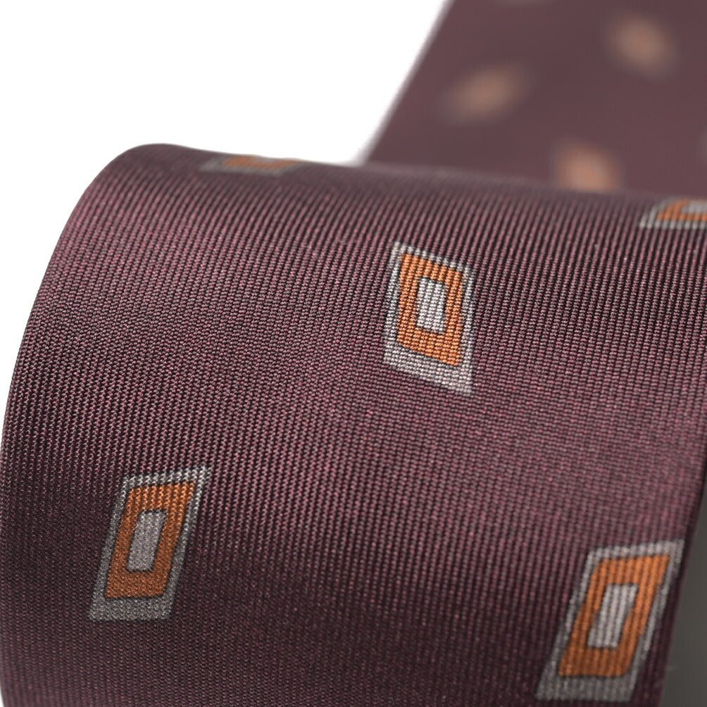 BARBA シルク100% 小紋柄ネクタイ (セッテピエゲ) ワインレッド 148cm×7.5cm | GUARDAROBA MILANO OFFICIAL STORE