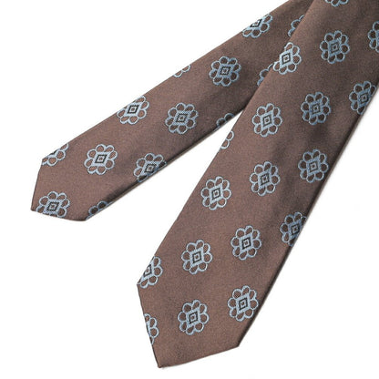 BARBA シルク100% 小紋柄ネクタイ (セッテピエゲ) ブラウン 147cm×7.5cm | GUARDAROBA MILANO OFFICIAL STORE