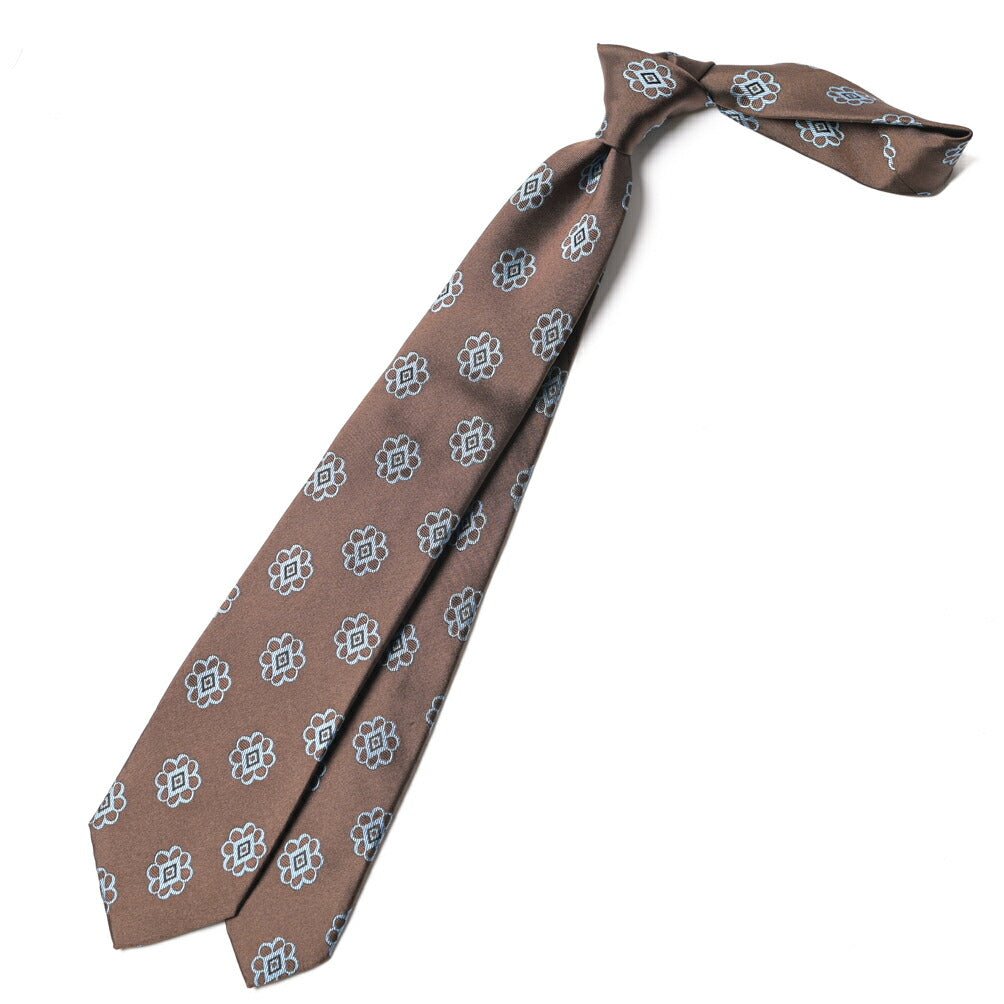 BARBA シルク100% 小紋柄ネクタイ (セッテピエゲ) ブラウン 147cm×7.5cm | GUARDAROBA MILANO OFFICIAL STORE