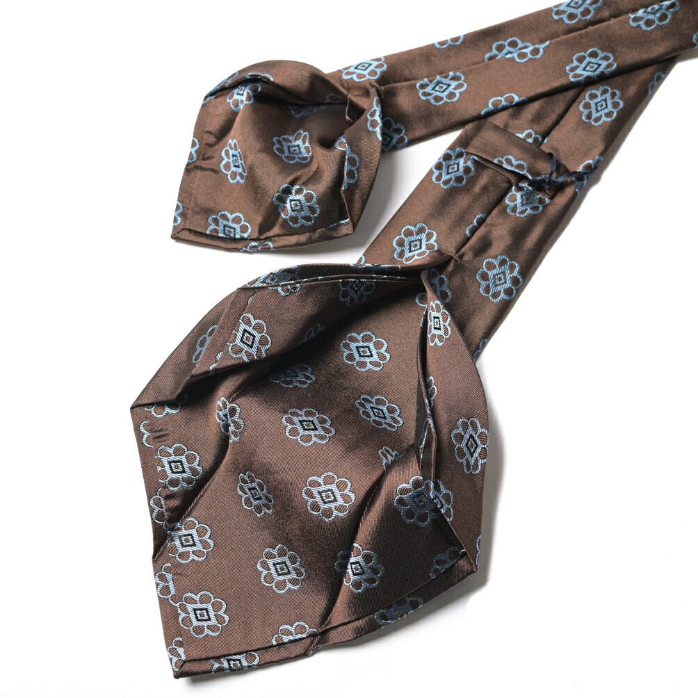 BARBA シルク100% 小紋柄ネクタイ (セッテピエゲ) ブラウン 147cm×7.5cm | GUARDAROBA MILANO OFFICIAL STORE