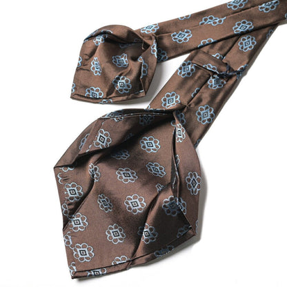BARBA シルク100% 小紋柄ネクタイ (セッテピエゲ) ブラウン 147cm×7.5cm | GUARDAROBA MILANO OFFICIAL STORE
