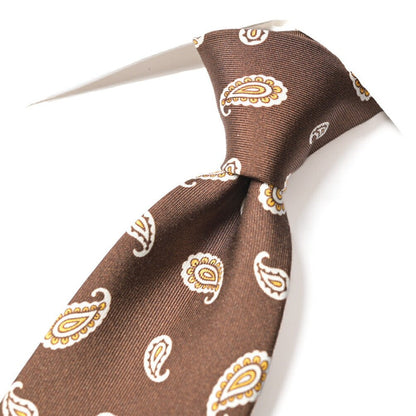 BARBA シルク100% ペイズリー柄ネクタイ (セッテピエゲ) ブラウン 146cm×7cm | GUARDAROBA MILANO OFFICIAL STORE