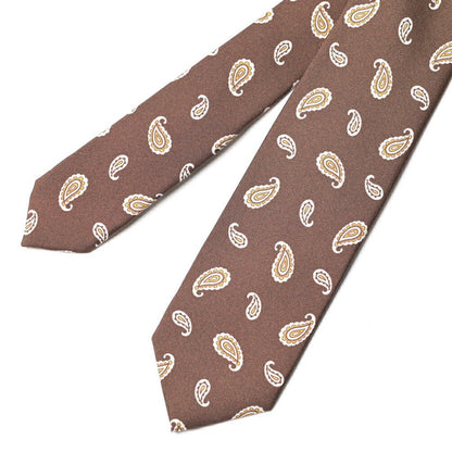 BARBA シルク100% ペイズリー柄ネクタイ (セッテピエゲ) ブラウン 146cm×7cm | GUARDAROBA MILANO OFFICIAL STORE