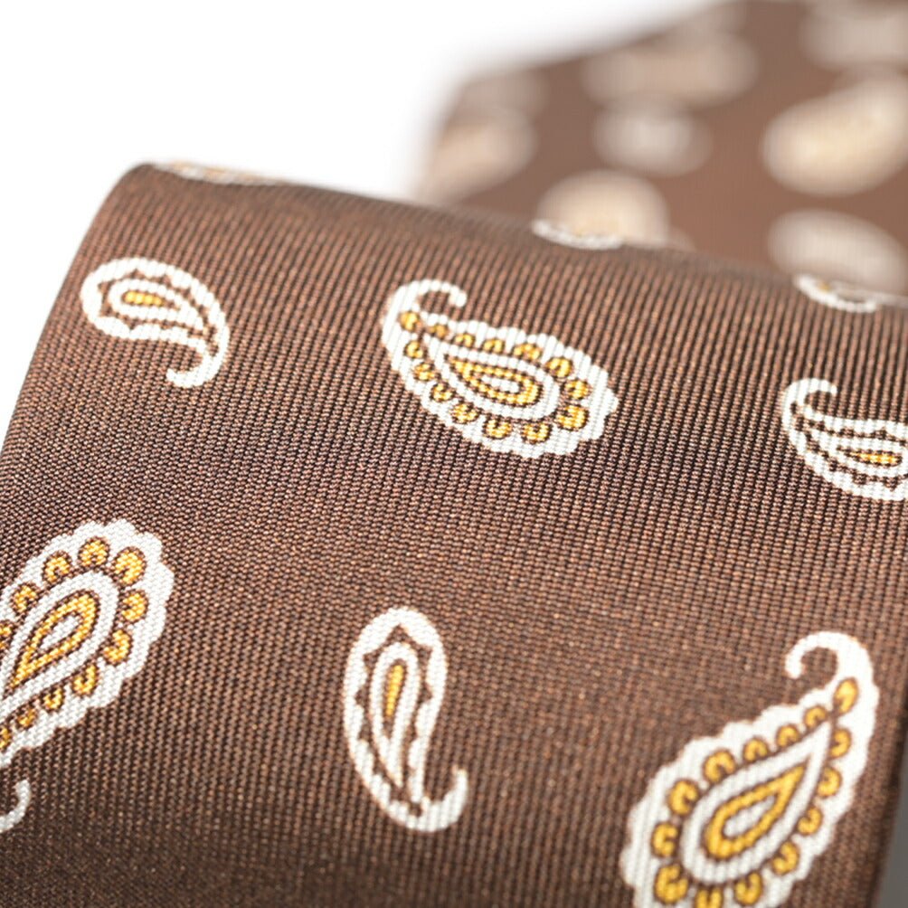 BARBA シルク100% ペイズリー柄ネクタイ (セッテピエゲ) ブラウン 146cm×7cm | GUARDAROBA MILANO OFFICIAL STORE