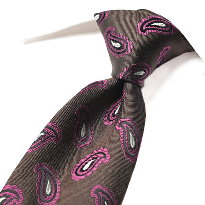 BARBA シルク100% ペイズリー柄ネクタイ (セッテピエゲ) ブラウン 148cm×7cm | GUARDAROBA MILANO OFFICIAL STORE