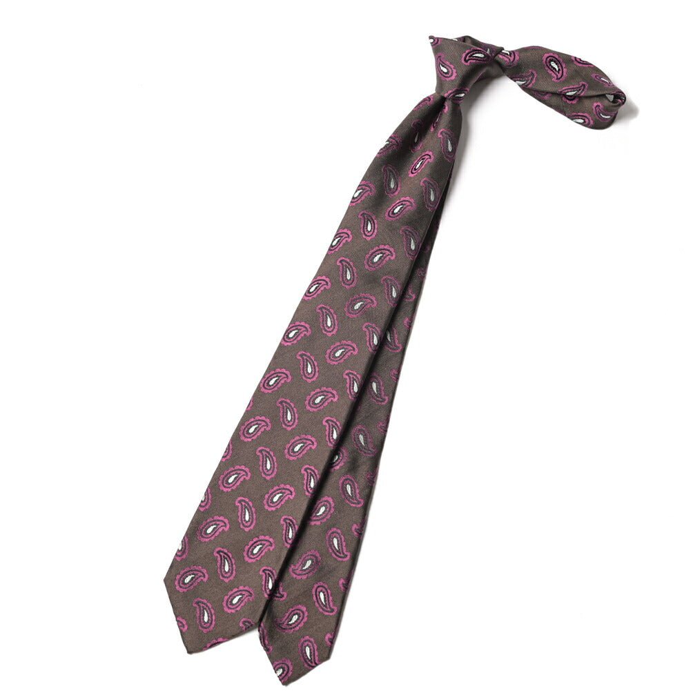 BARBA シルク100% ペイズリー柄ネクタイ (セッテピエゲ) ブラウン 148cm×7cm | GUARDAROBA MILANO OFFICIAL STORE