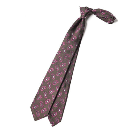 BARBA シルク100% ペイズリー柄ネクタイ (セッテピエゲ) ブラウン 148cm×7cm | GUARDAROBA MILANO OFFICIAL STORE
