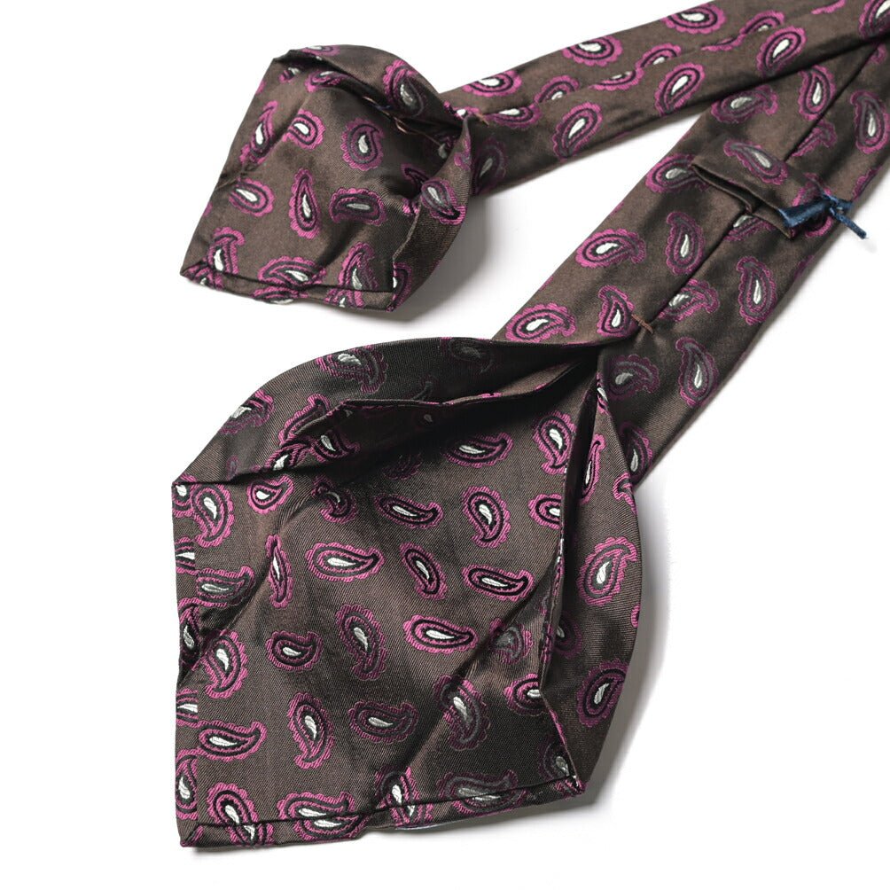 BARBA シルク100% ペイズリー柄ネクタイ (セッテピエゲ) ブラウン 148cm×7cm | GUARDAROBA MILANO OFFICIAL STORE