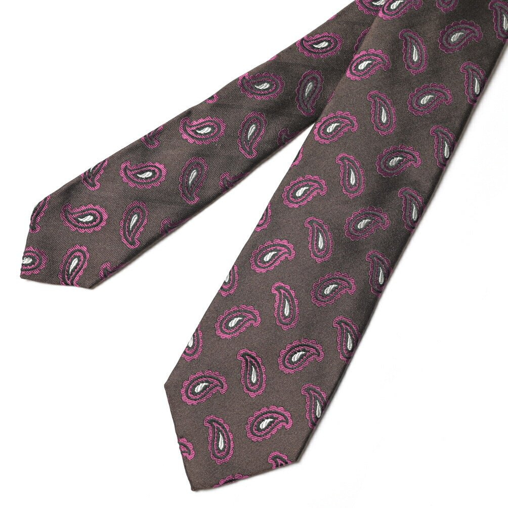 BARBA シルク100% ペイズリー柄ネクタイ (セッテピエゲ) ブラウン 148cm×7cm | GUARDAROBA MILANO OFFICIAL STORE