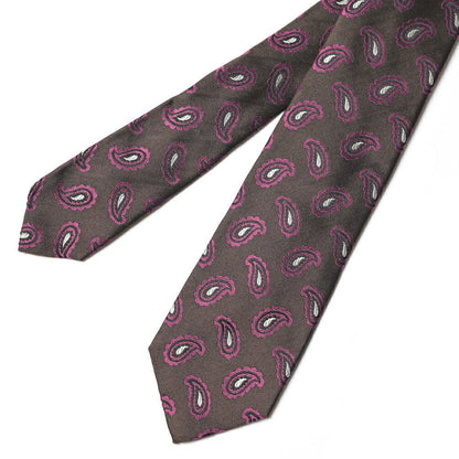 BARBA シルク100% ペイズリー柄ネクタイ (セッテピエゲ) ブラウン 148cm×7cm | GUARDAROBA MILANO OFFICIAL STORE