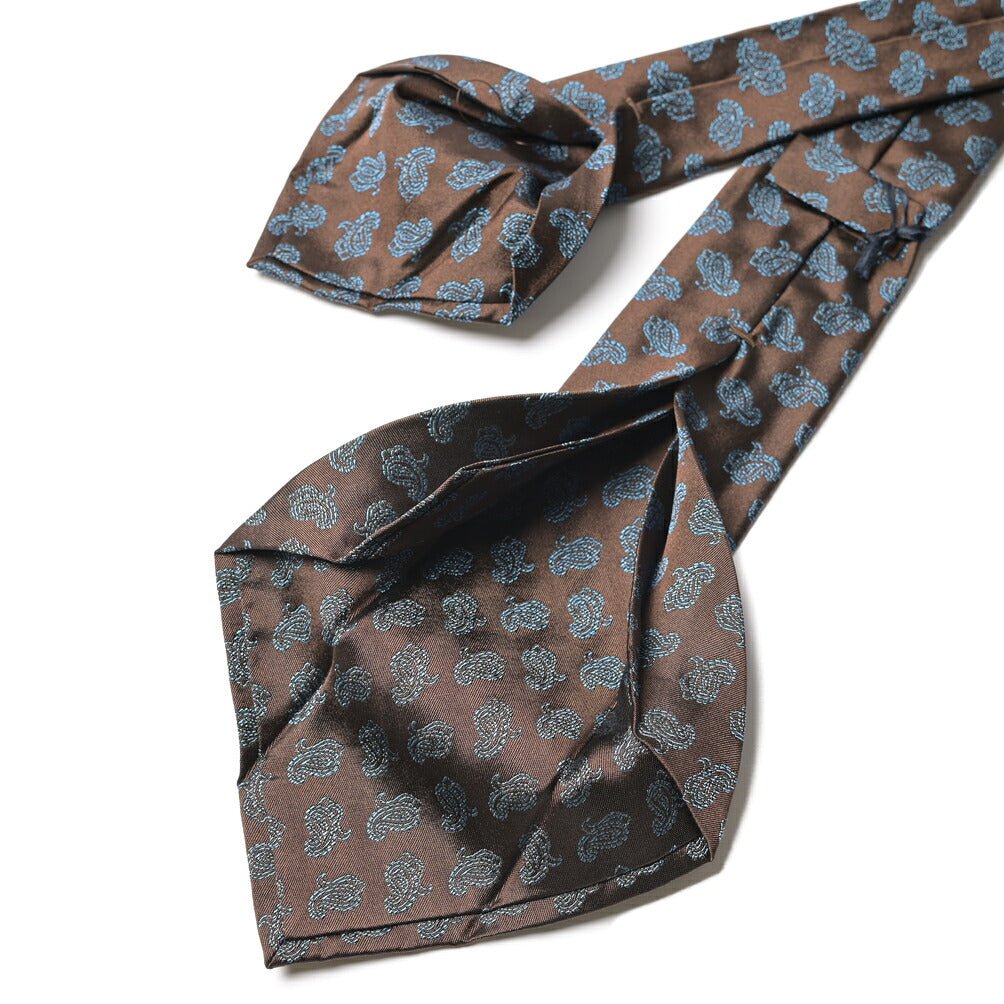 BARBA シルク100% ペイズリー柄ネクタイ（セッテピエゲ） ブラウン 147cm×7.5cm | GUARDAROBA MILANO OFFICIAL STORE
