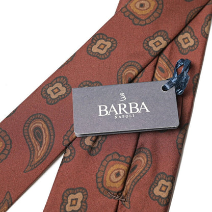 BARBA シルク100% ペイズリー柄ネクタイ（セッテピエゲ） ブラウン 149cm×7.5cm | GUARDAROBA MILANO OFFICIAL STORE
