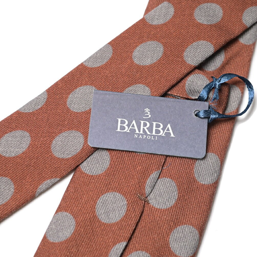 BARBA ウール100% ドット柄ネクタイ（セッテピエゲ） ブラウン 150cm×7.5cm | GUARDAROBA MILANO OFFICIAL STORE