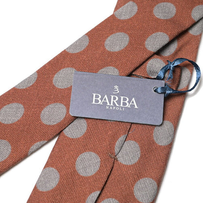 BARBA ウール100% ドット柄ネクタイ（セッテピエゲ） ブラウン 150cm×7.5cm | GUARDAROBA MILANO OFFICIAL STORE