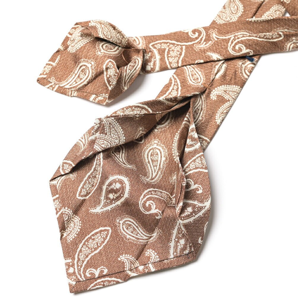 BARBA シルク100% ペイズリー柄ネクタイ（セッテピエゲ） ブラウン 147cm×7.5cm | GUARDAROBA MILANO OFFICIAL STORE