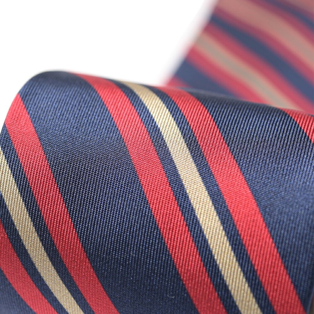BARBA シルク100% レジメンタル柄ネクタイ（セッテピエゲ） ネイビー 148cm×7.5cm | GUARDAROBA MILANO OFFICIAL STORE