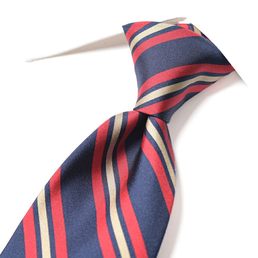 BARBA シルク100% レジメンタル柄ネクタイ（セッテピエゲ） ネイビー 148cm×7.5cm | GUARDAROBA MILANO OFFICIAL STORE