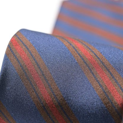BARBA シルク100% レジメンタル柄ネクタイ（セッテピエゲ） ネイビー 149cm×7.5cm | GUARDAROBA MILANO OFFICIAL STORE