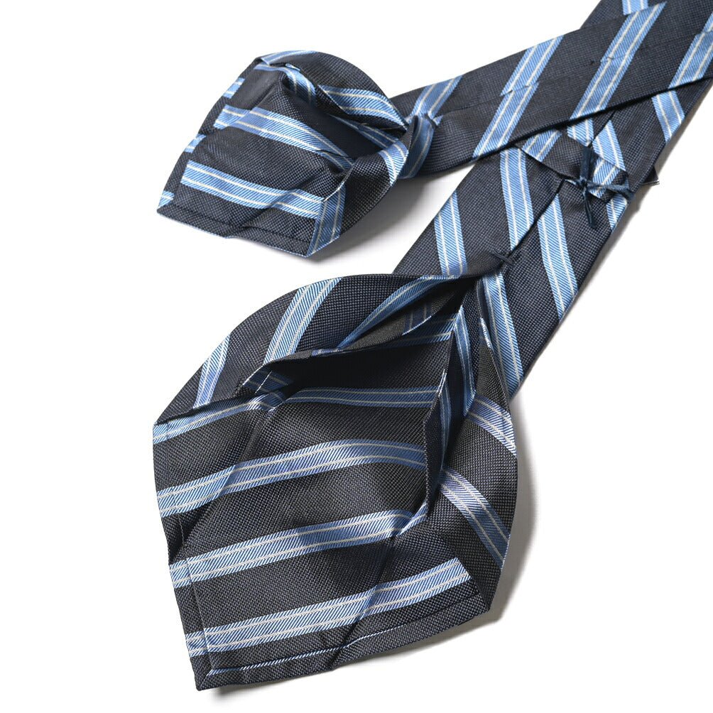 BARBA シルク100% レジメンタル柄ネクタイ（セッテピエゲ） ネイビー 149cm×7.5cm | GUARDAROBA MILANO OFFICIAL STORE