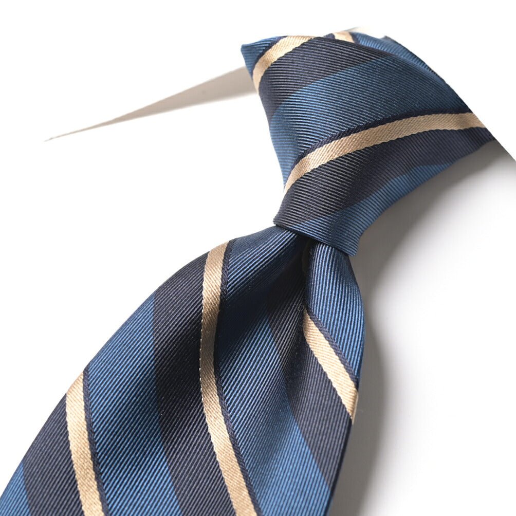 BARBA シルク100% レジメンタル柄ネクタイ（セッテピエゲ） ネイビー 148cm×7.5cm | GUARDAROBA MILANO OFFICIAL STORE