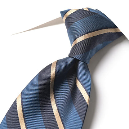 BARBA シルク100% レジメンタル柄ネクタイ（セッテピエゲ） ネイビー 148cm×7.5cm | GUARDAROBA MILANO OFFICIAL STORE