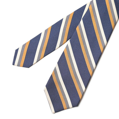 BARBA シルク100% レジメンタル柄ネクタイ（セッテピエゲ） ネイビー 150cm×7.5cm | GUARDAROBA MILANO OFFICIAL STORE