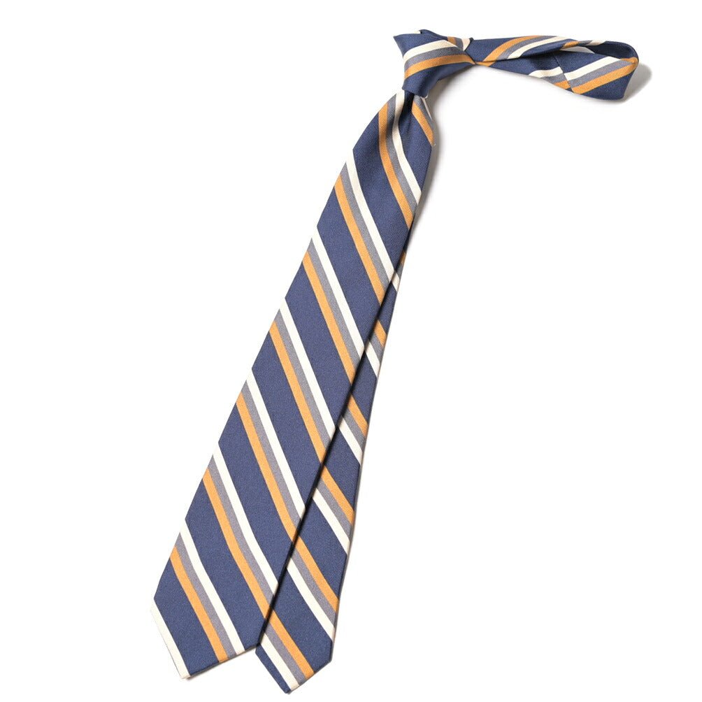 BARBA シルク100% レジメンタル柄ネクタイ（セッテピエゲ） ネイビー 150cm×7.5cm | GUARDAROBA MILANO OFFICIAL STORE