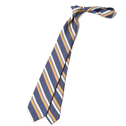 BARBA シルク100% レジメンタル柄ネクタイ（セッテピエゲ） ネイビー 150cm×7.5cm | GUARDAROBA MILANO OFFICIAL STORE