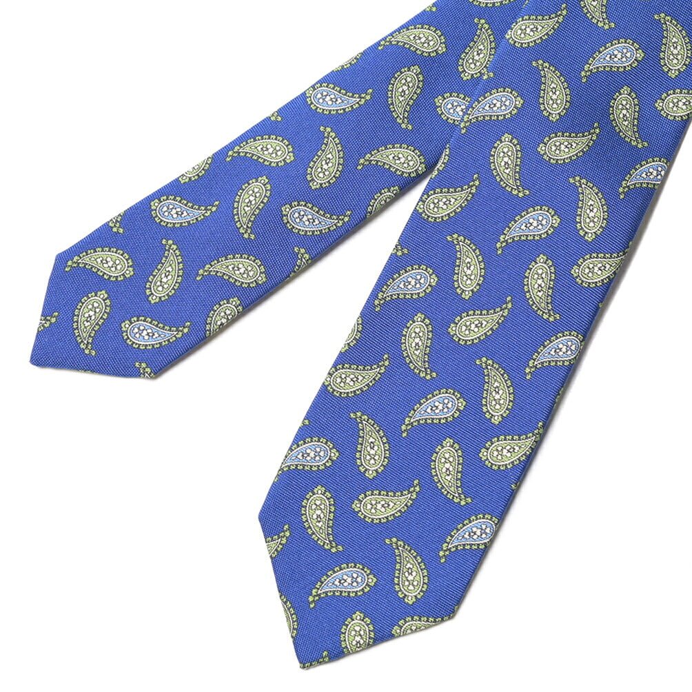 BARBA シルク100% ペイズリー柄ネクタイ（セッテピエゲ） ブルー 149cm×7cm | GUARDAROBA MILANO OFFICIAL STORE