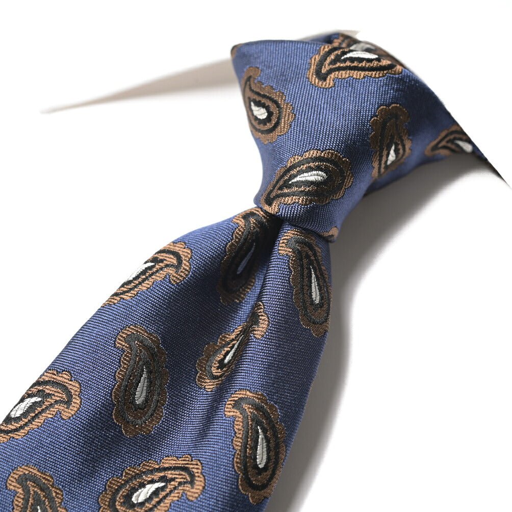 BARBA シルク100% ペイズリー柄ネクタイ（セッテピエゲ） ネイビー 1446cm×8cm | GUARDAROBA MILANO OFFICIAL STORE