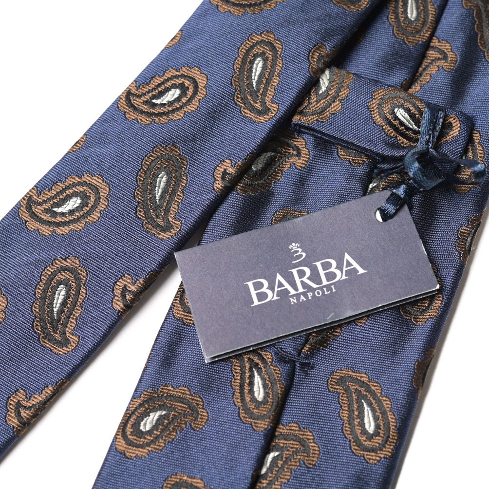 BARBA シルク100% ペイズリー柄ネクタイ（セッテピエゲ） ネイビー 1446cm×8cm | GUARDAROBA MILANO OFFICIAL STORE