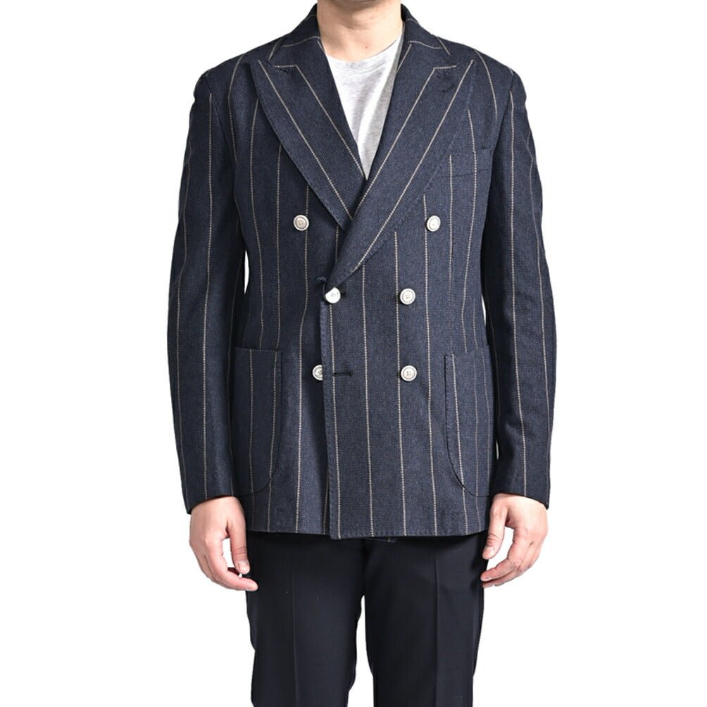 【新品・未使用】BARBA バルバ ウールシルクフランネル6Bダブルジャケット BARBA（バルバ）ウールフランネルタータンチェック6Bダブルジャケット