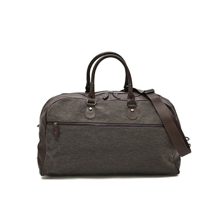 BARBA コットン/レザー 異素材コンビボストンバッグ 2wayウィークエンドバッグ ショルダーストラップ付 / BORSONE｜435545｜GUARDAROBA MILANO OFFICIAL STORE