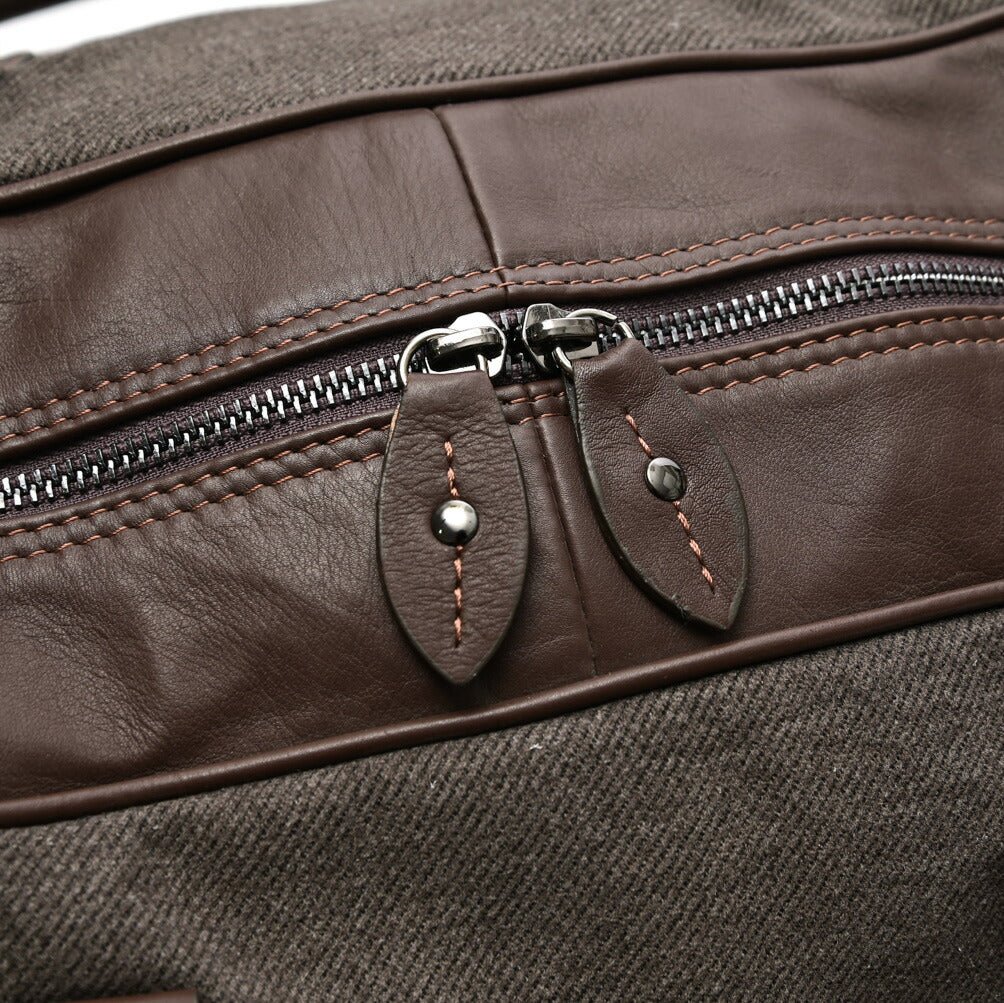 BARBA コットン/レザー 異素材コンビボストンバッグ 2wayウィークエンドバッグ ショルダーストラップ付 / BORSONE｜435545｜GUARDAROBA MILANO OFFICIAL STORE