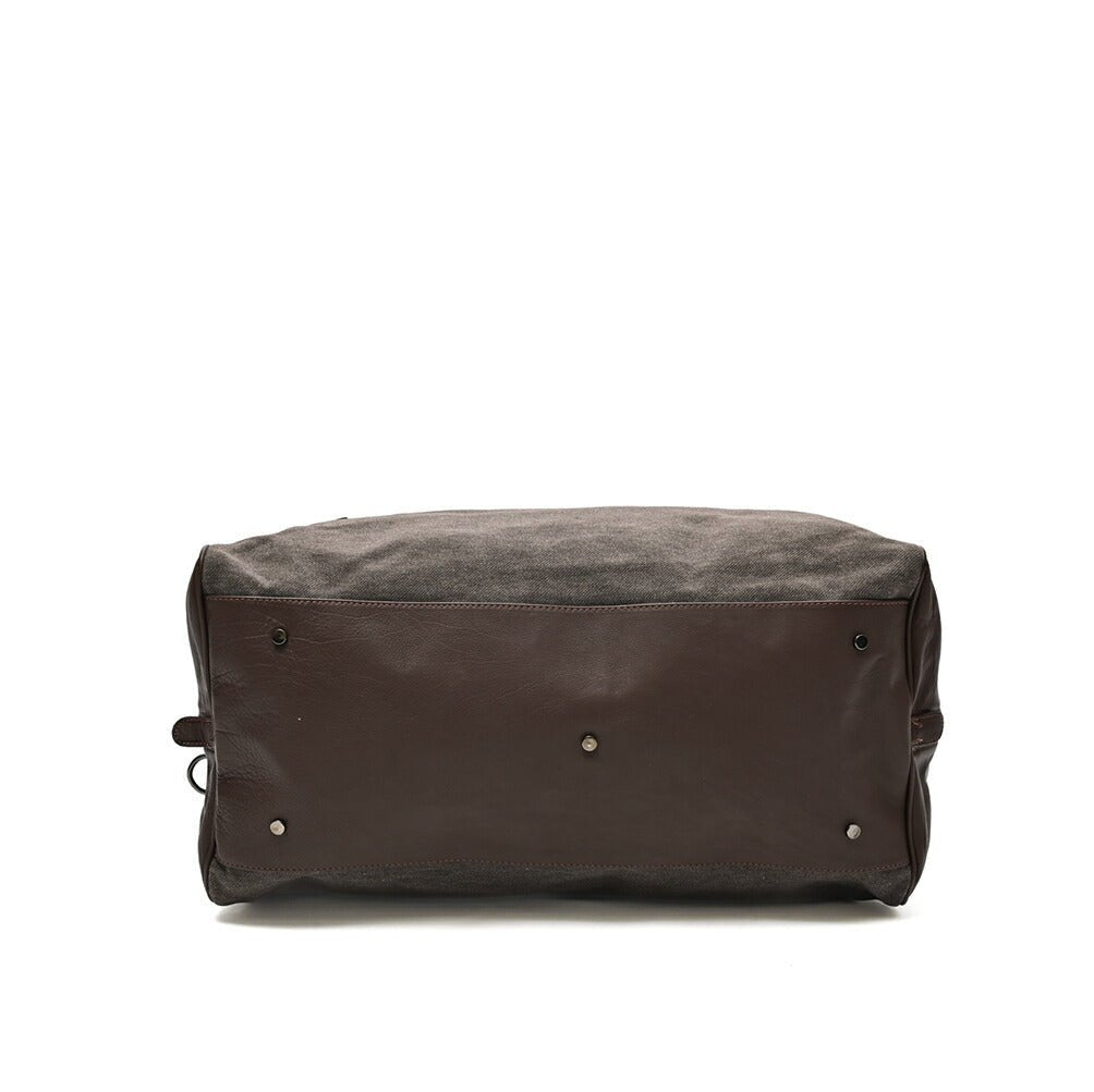 BARBA コットン/レザー 異素材コンビボストンバッグ 2wayウィークエンドバッグ ショルダーストラップ付 / BORSONE｜435545｜GUARDAROBA MILANO OFFICIAL STORE