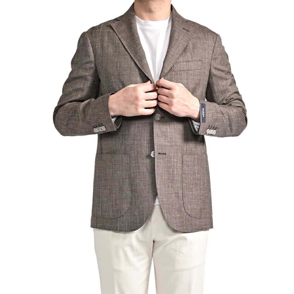 BARBA ウール混リネン 段返り3Bシングルテーラードジャケット / JACKET JIMMY｜434105-48｜GUARDAROBA MILANO OFFICIAL STORE