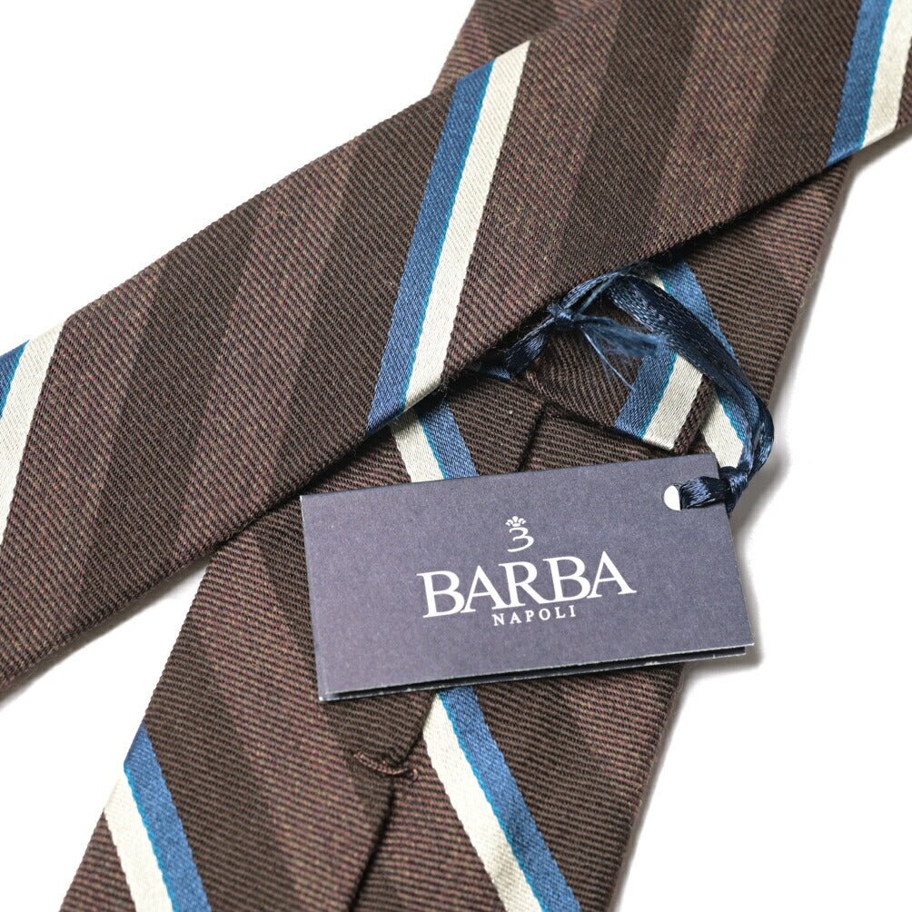 BARBA シルク混ウール レジメンタルネクタイ (セッテピエゲ) ブラウン 149cm×7.5cm | GUARDAROBA MILANO OFFICIAL STORE