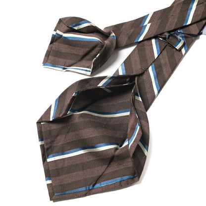 BARBA シルク混ウール レジメンタルネクタイ (セッテピエゲ) ブラウン 149cm×7.5cm | GUARDAROBA MILANO OFFICIAL STORE
