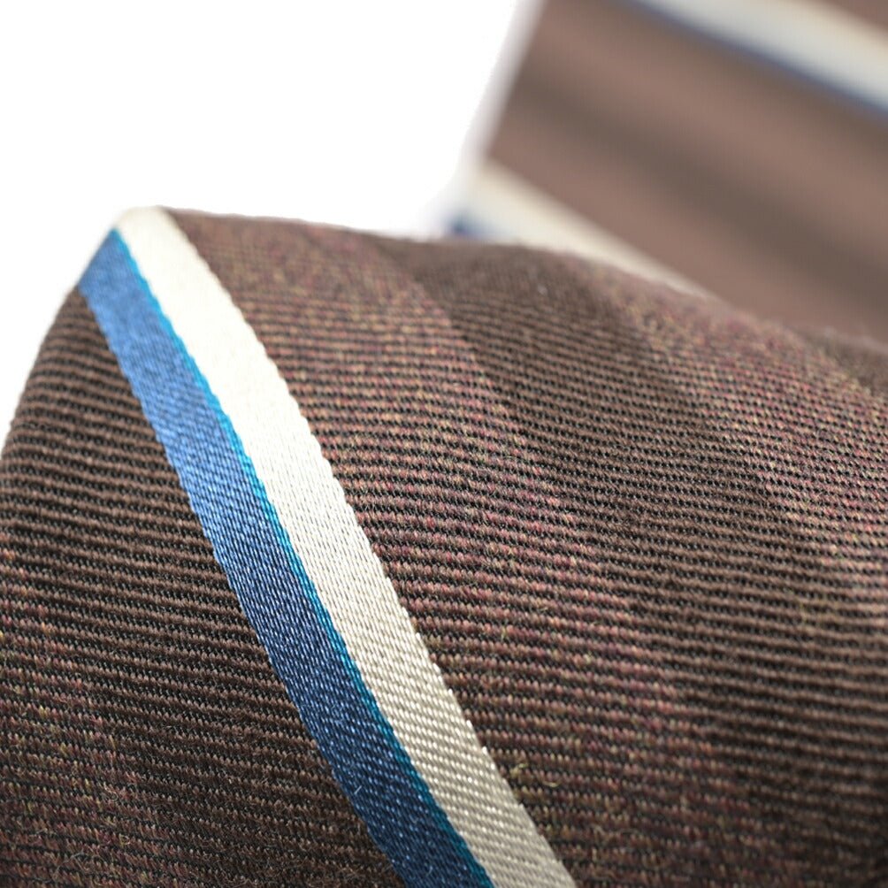 BARBA シルク混ウール レジメンタルネクタイ (セッテピエゲ) ブラウン 149cm×7.5cm | GUARDAROBA MILANO OFFICIAL STORE