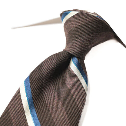 BARBA シルク混ウール レジメンタルネクタイ (セッテピエゲ) ブラウン 149cm×7.5cm | GUARDAROBA MILANO OFFICIAL STORE