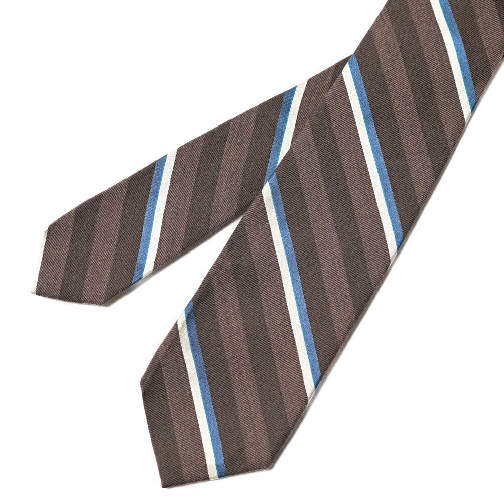 BARBA シルク混ウール レジメンタルネクタイ (セッテピエゲ) ブラウン 149cm×7.5cm | GUARDAROBA MILANO OFFICIAL STORE