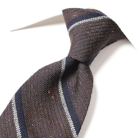 BARBA シルク混ウール レジメンタルネクタイ (セッテピエゲ) ブラウン 149cm×7cm | GUARDAROBA MILANO OFFICIAL STORE