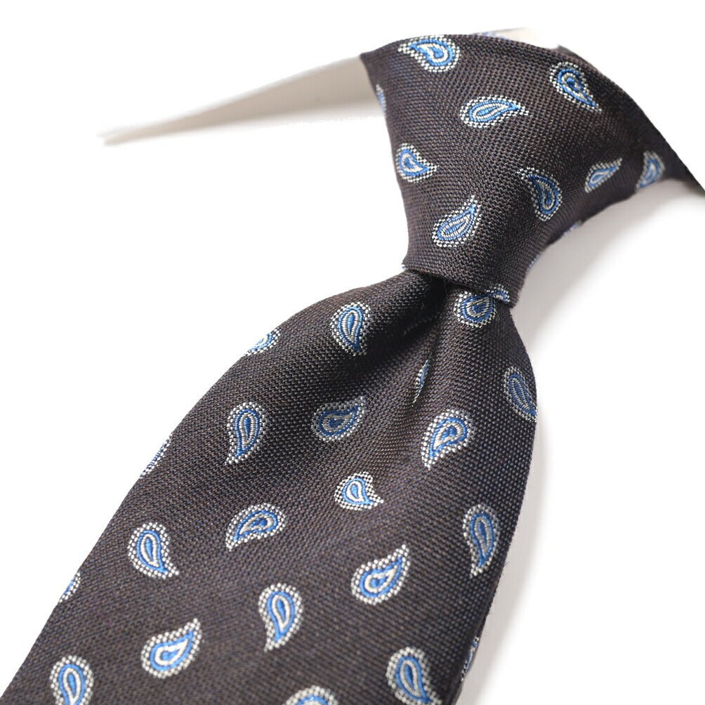 BARBA シルク混ウール ペイズリー柄ネクタイ (セッテピエゲ) ブラウン 147cm×7.5cm | GUARDAROBA MILANO OFFICIAL STORE