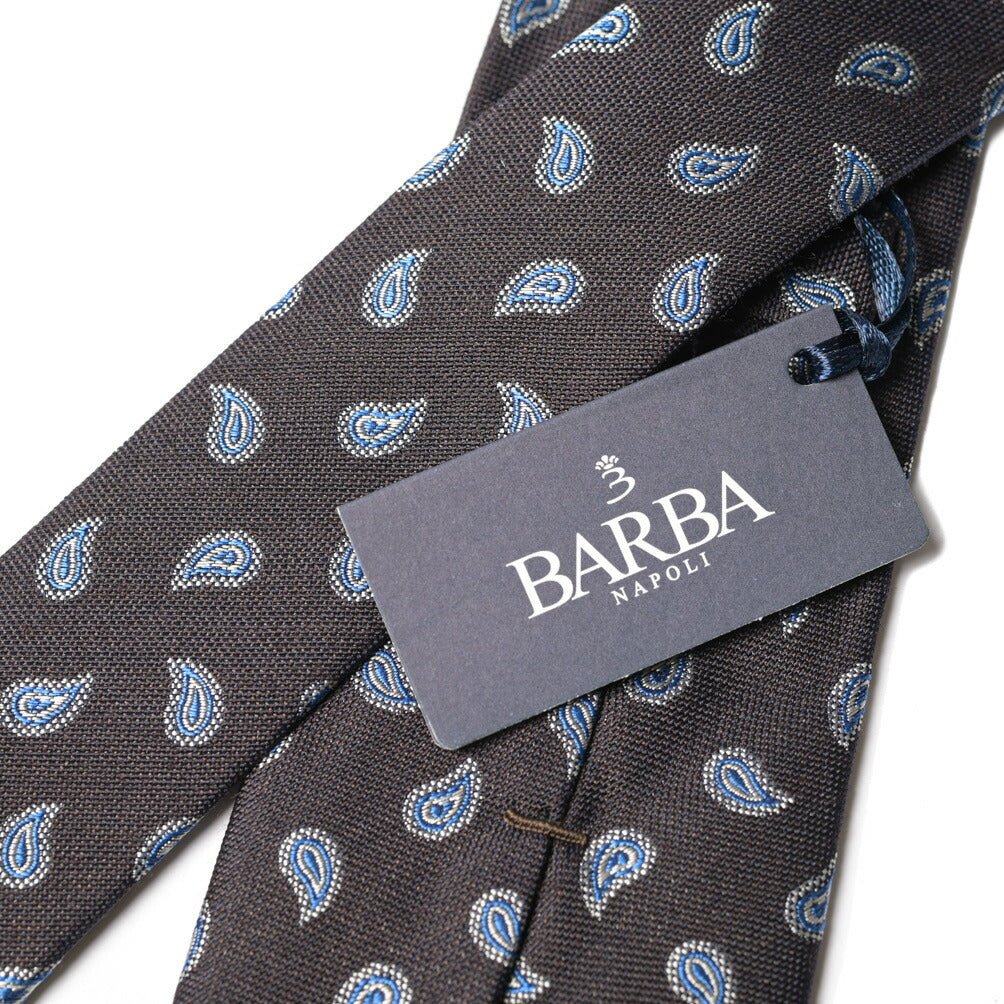 BARBA シルク混ウール ペイズリー柄ネクタイ (セッテピエゲ) ブラウン 147cm×7.5cm | GUARDAROBA MILANO OFFICIAL STORE