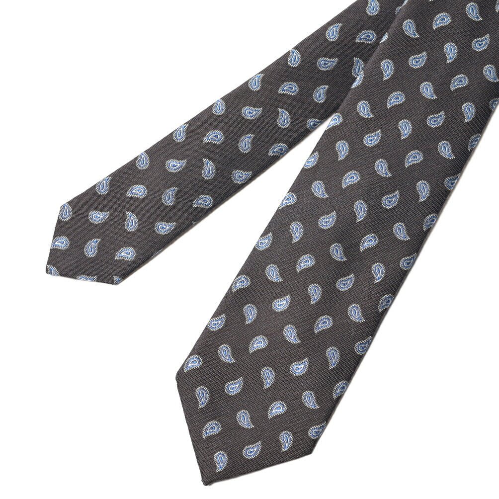 BARBA シルク混ウール ペイズリー柄ネクタイ (セッテピエゲ) ブラウン 147cm×7.5cm | GUARDAROBA MILANO OFFICIAL STORE