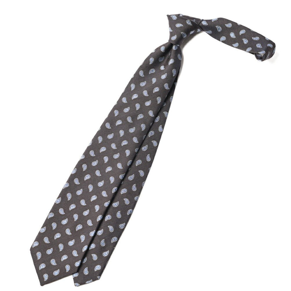 BARBA シルク混ウール ペイズリー柄ネクタイ (セッテピエゲ) ブラウン 147cm×7.5cm | GUARDAROBA MILANO OFFICIAL STORE