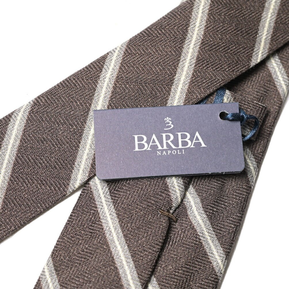 BARBA シルク混ウール レジメンタルネクタイ (セッテピエゲ) ブラウン 147cm×7cm | GUARDAROBA MILANO OFFICIAL STORE
