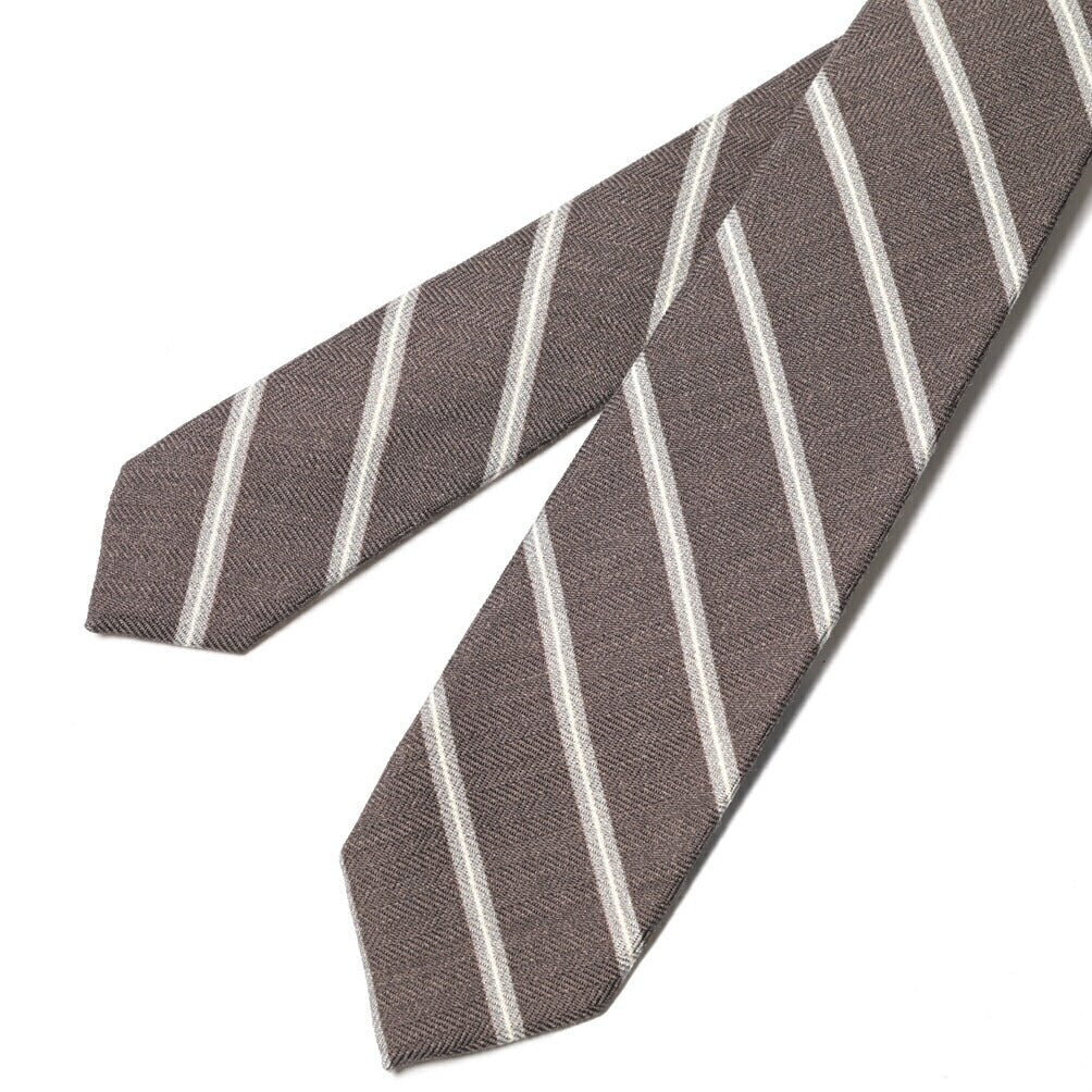 BARBA シルク混ウール レジメンタルネクタイ (セッテピエゲ) ブラウン 147cm×7cm | GUARDAROBA MILANO OFFICIAL STORE