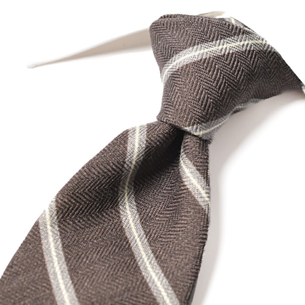 BARBA シルク混ウール レジメンタルネクタイ (セッテピエゲ) ブラウン 147cm×7cm | GUARDAROBA MILANO OFFICIAL STORE
